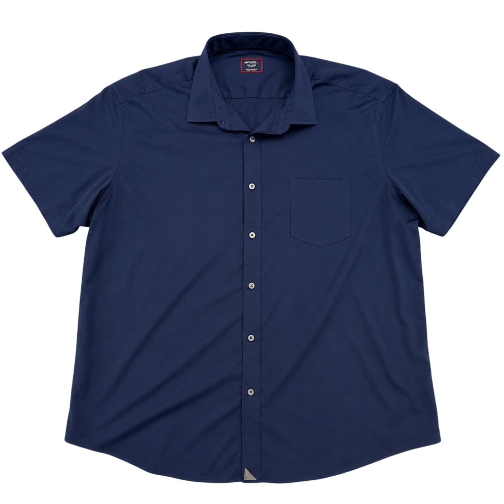 UNTUCKit Gironde SS Navy Blue Button Down Shirt Mens XXXL Short Sleeve 41070